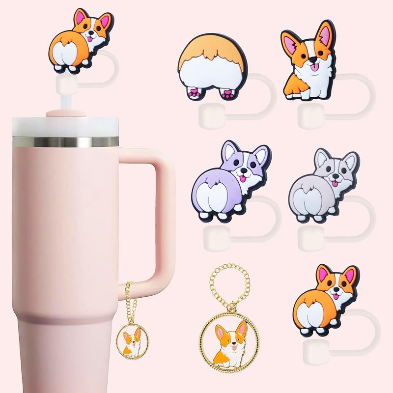 TSIMPLE Corgi Straw Topper, Reusable 10mm (0.4in) Cute Dog Straw Covers for Stanley Cup Accessories - Corgi Accessories, Stuff, Things, Gifts for Lovers, Women, Kids, Girls - Image 1